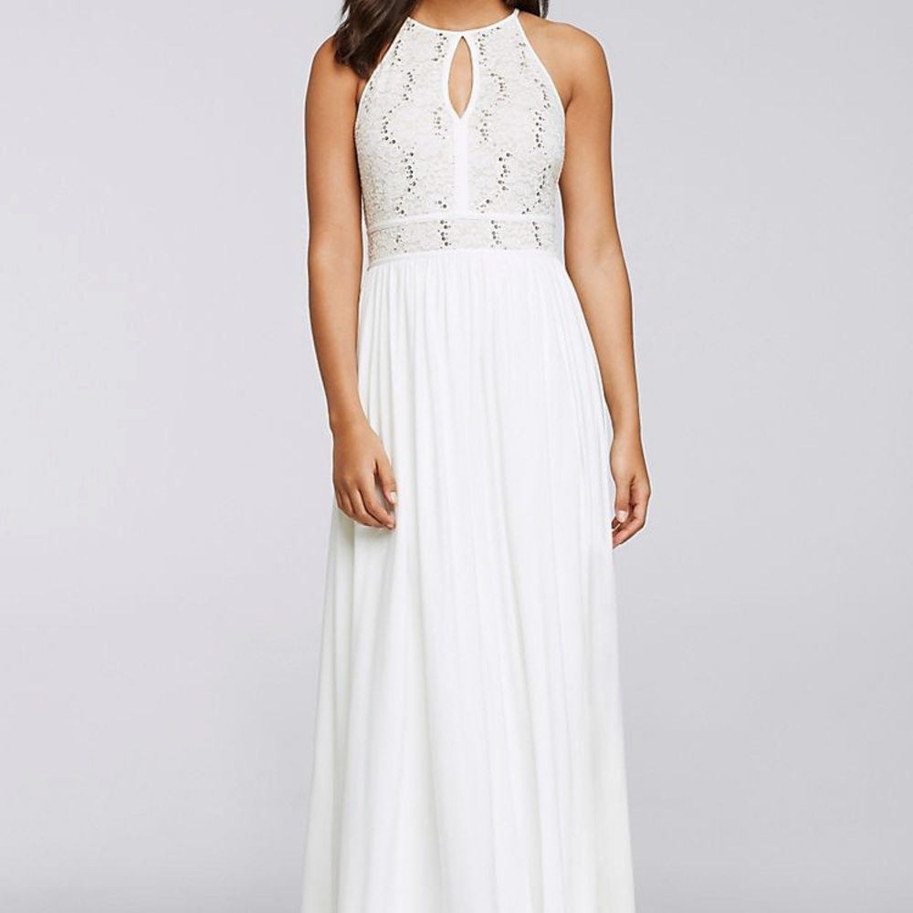 Bridal Dress White Lace Maxi Prom Gown Wedding Bride Shower Feminine Romantic